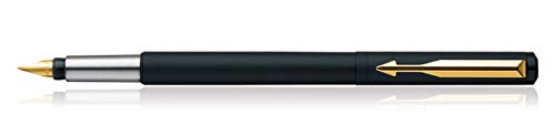 Parker Vector Matte Black Gold Trim Fountain Pen - Black Ink, Pack Of 1