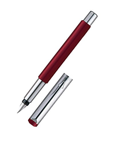 Parker Vector Metallix Fountain Pen - Red With Quink Ink Bottle - Blue Ink, Pack Of 1