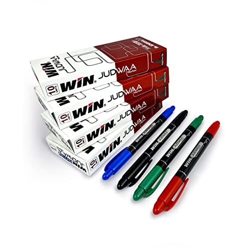 Win Judwaa Dual Tip CD/DVD/OHP Marker | 40 Pcs (10 Blue Ink, 10 Black Ink, 10 Red Ink, 10 Green Ink)