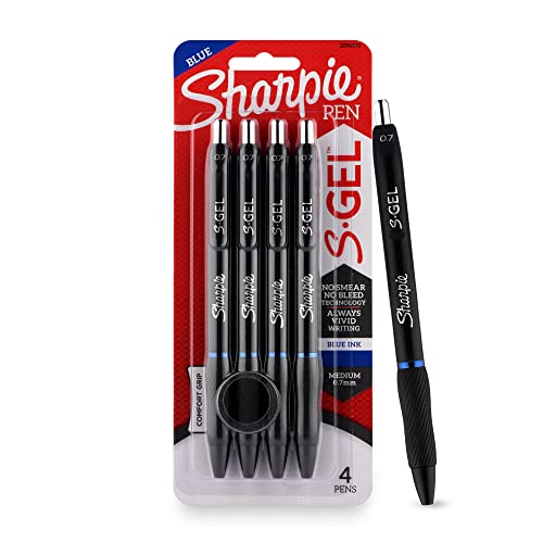 Sharpie S-Gel, Blue, Medium Point (0.7Mm), 4 Markers