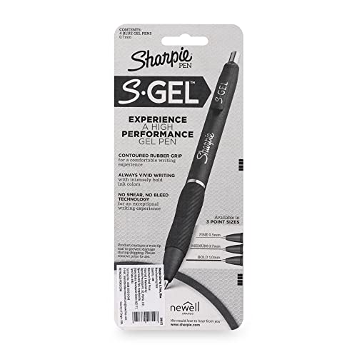 Sharpie S-Gel, Blue, Medium Point (0.7Mm), 4 Markers