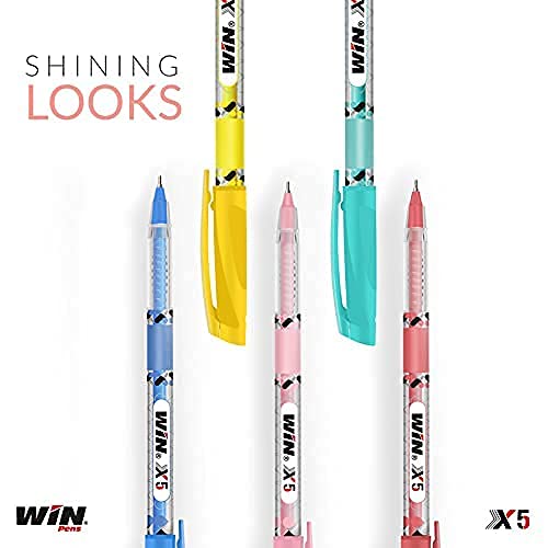 WIN X5 20Pcs Blue Ink|Multicoloured Body in 5 Pastel Shades|0.7 mm