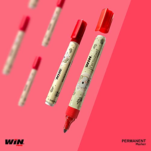 WIN Permanent Marker | 10Pcs Red Ink