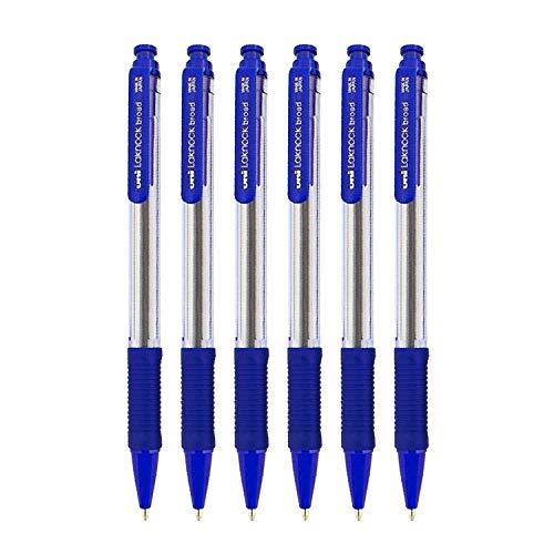 uni-ball SN-101 Laknock Fine Ball Pen (0.7 mm, Transparent Body, Blue Ink, Pack of 6)