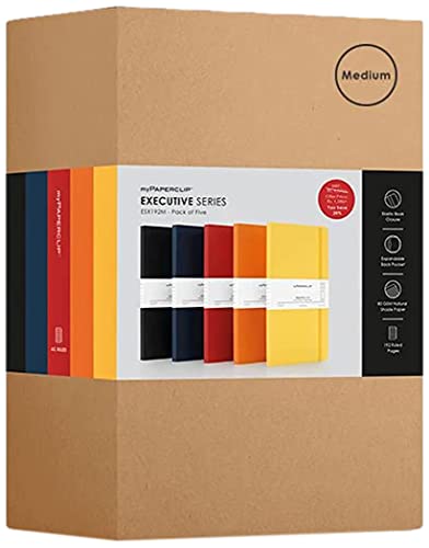 Mypaperclip Executive Series Notebook, Medium (5 X 8.25 In.), Ruled, Esx192M-R Mixed (Pack Of 5)