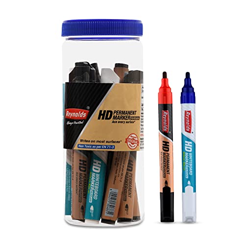 Reynolds Hd Marker Combo 10 Pcs Jar (3 Black, 3 Blue, 1 Black, 1 Blue, 1 Red & 1 Green)