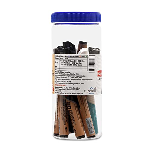 Reynolds Hd Marker Combo 10 Pcs Jar (3 Black, 3 Blue, 1 Black, 1 Blue, 1 Red & 1 Green)