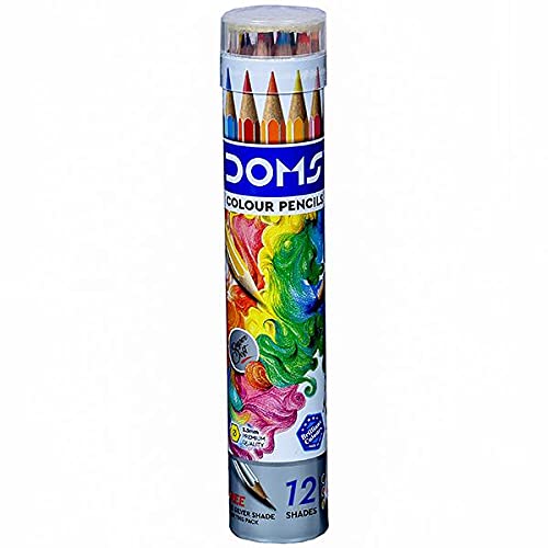 Doms Non-Toxic Super Soft Colour Pencils In Round Tin Box - 12 Assorted Shades