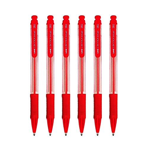 Uniball SN-101 Laknock Fine Ball Pen (0.7 mm, Transparent Body, Red Ink, Pack of 6)