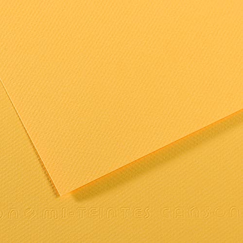 Canson Mi-Teintes 160 GSM Embossed 50 x 65 Coloured Paper Sheets (Canary,25 Sheets)