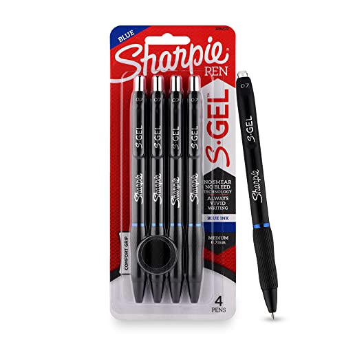 Sharpie S-Gel, Blue, Medium Point (0.7Mm), 4 Markers