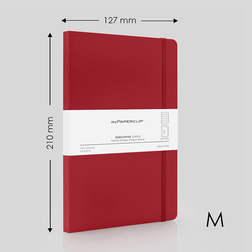 Mypaperclip Executive Series Notebook, Medium (127 X 210Mm, 5 X 8.25 In.) Ruled, Esx192M-R Red