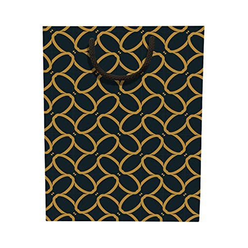 PaperPep Golden Abstract Ornamental Print 9"X7"X4" Gift Paper Bag Pack of 6 | Gift Bags for Return Gifts, Presents, Weddings, Birthday, Holiday Presents, Celebrations