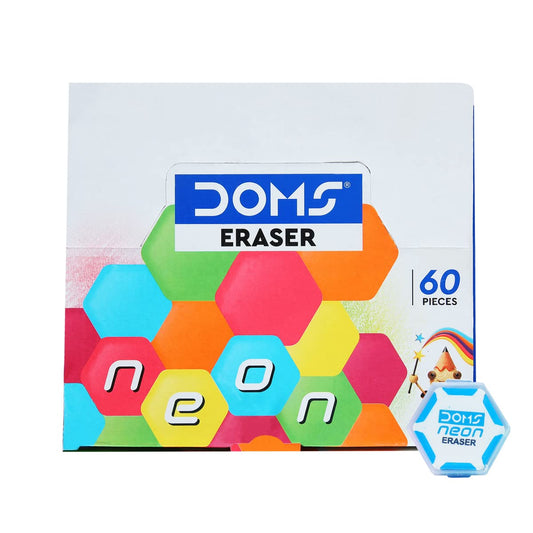 DOMS Neon Hex Dust Free Eraser 60 Pcs