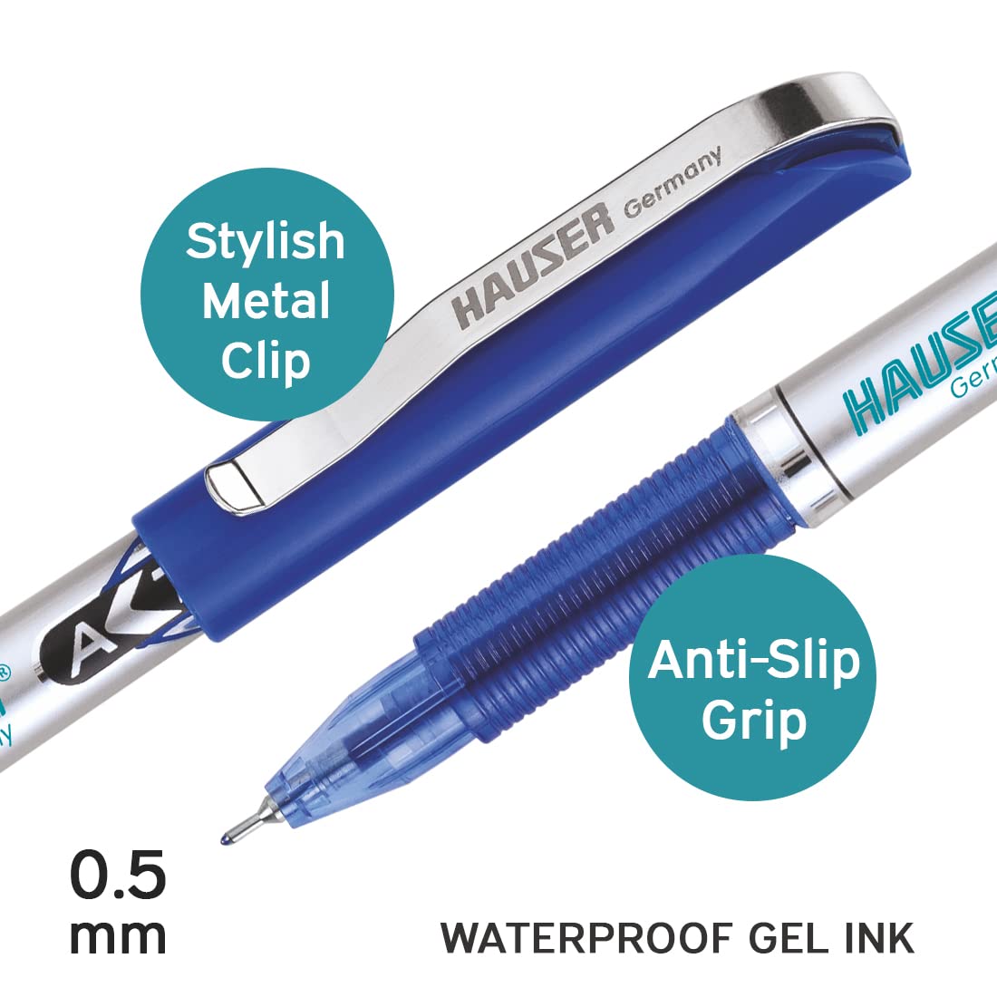 Hauser Active Gel Pen - 10 Blue Ink & 10 Black Ink