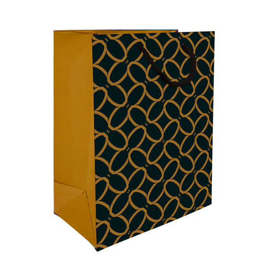 Paperpep Golden Abstract Ornamental Print 9"X7"X4" Gift Paper Bag Pack Of 1