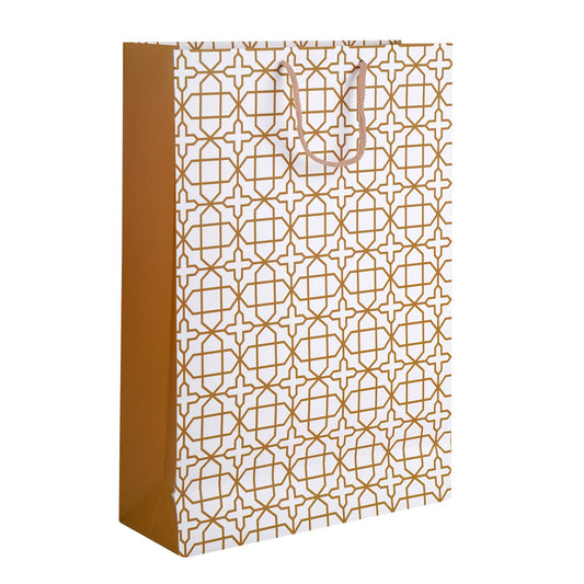PaperPep Golden Print 13"X5"X17.5" Paper Gift Bag Pack of 1 | Gift Bags For Return Gifts, Presents, Weddings, Birthday, Holiday Presents, Celebrations