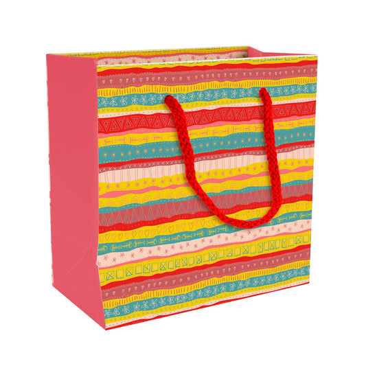 Paperpep Multicolor Festive Print 6"X6"X3" Gift Paper Bag Pack Of 1