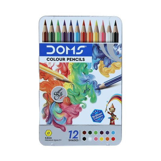 DOMS Fsc 12 Colour Pencil Flat Tin