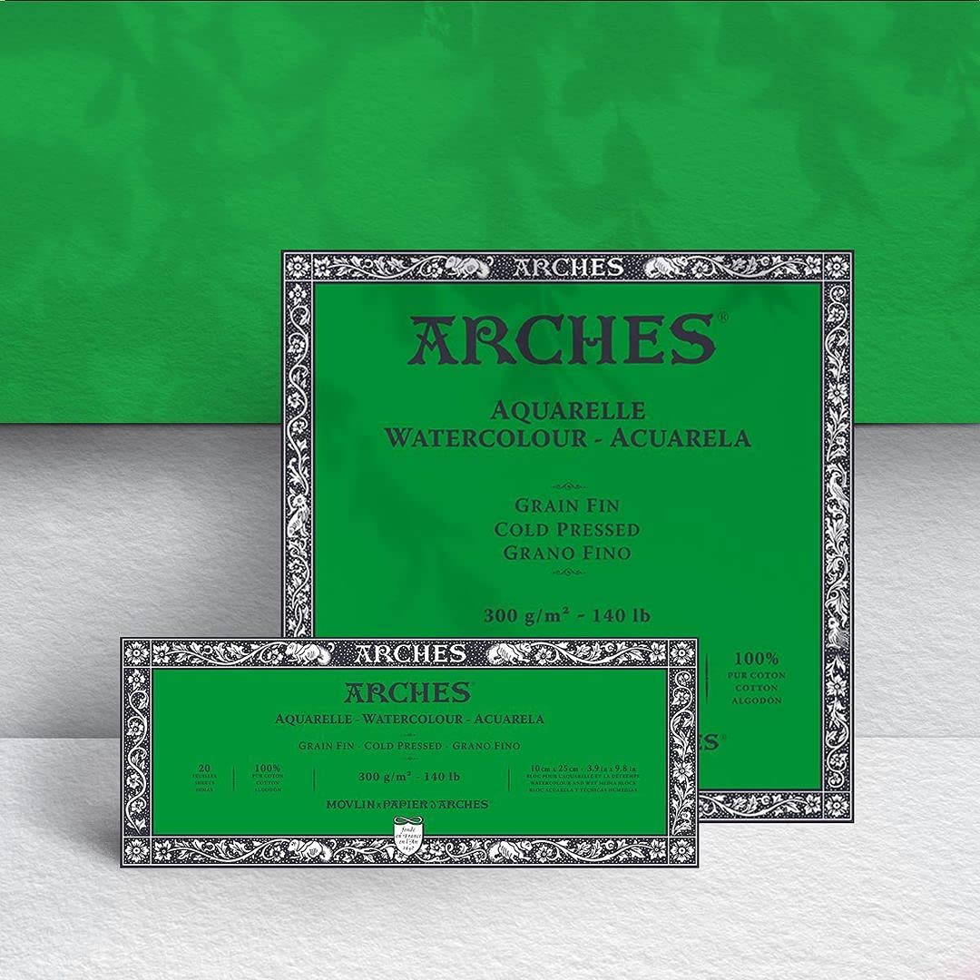 Arches Watercolour 300 GSM Cold Pressed Natural White 23 x 31 cm Paper Blocks, 20 Sheets