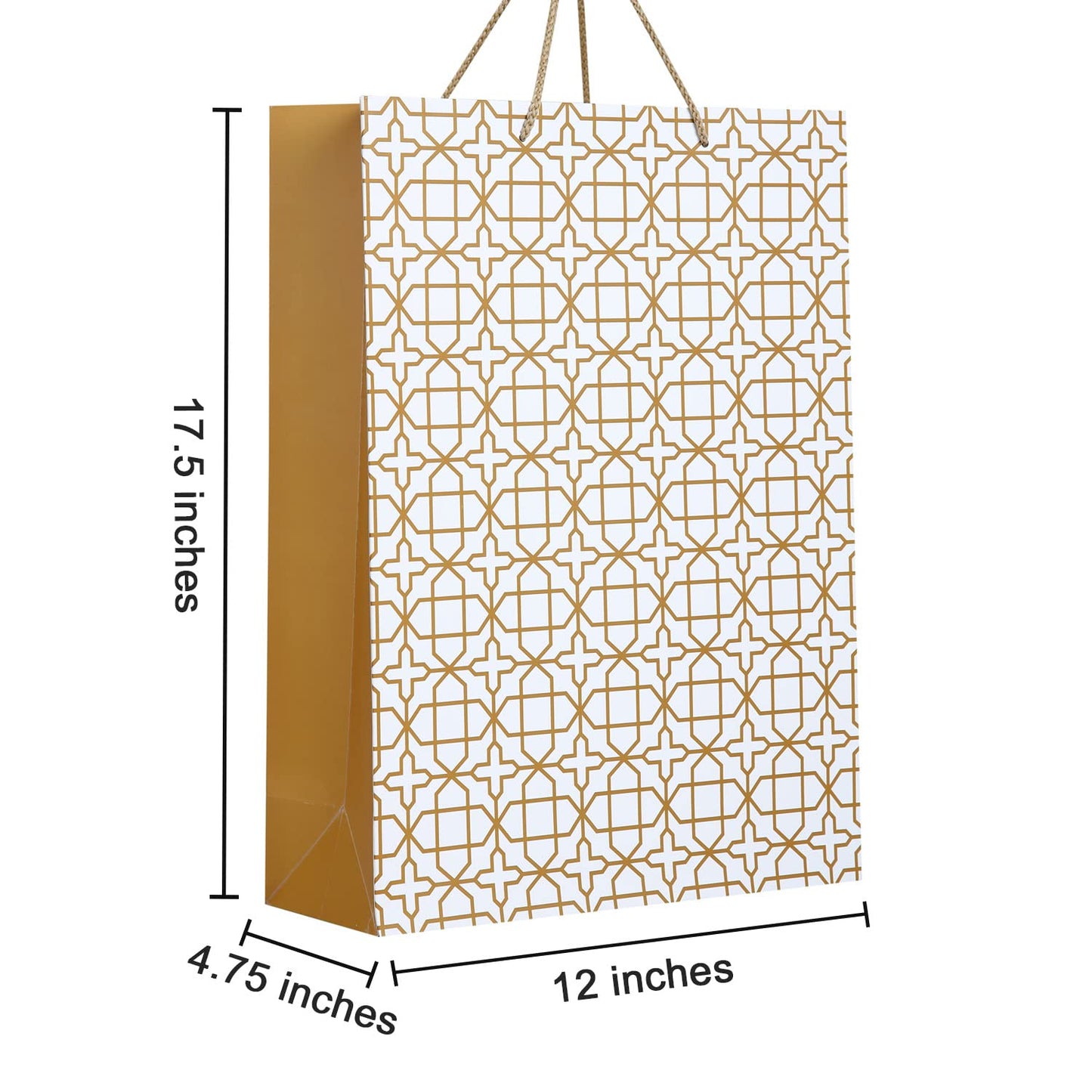 PaperPep Golden Print 13"X5"X17.5" Paper Gift Bag Pack of 1 | Gift Bags For Return Gifts, Presents, Weddings, Birthday, Holiday Presents, Celebrations