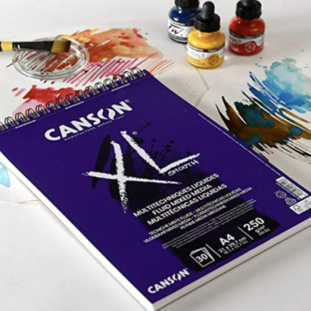 Canson Xl Mix-Media 300 Gsm Medium Grain A3 Paper Spiral Pad(White- 30 Sheets)