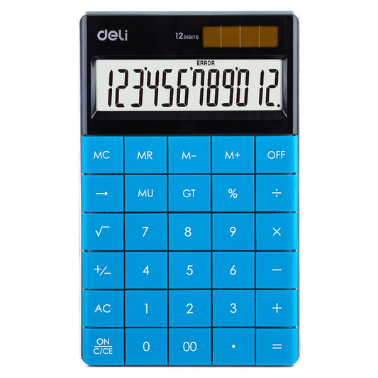 Deli W1589 Modern Compact Calculator 12-Digit, Blue