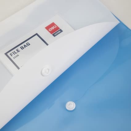 Deli WF10432 File Bag Transparent, Blue, Pack of 1