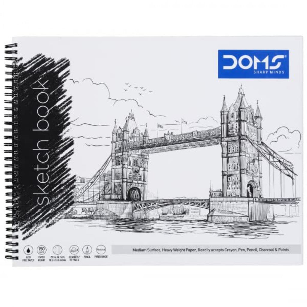 DOMS Sketch Pad Wiro - 150 Gsm Paper 36 Sheets(72 Pages) A4 size - Artsloc