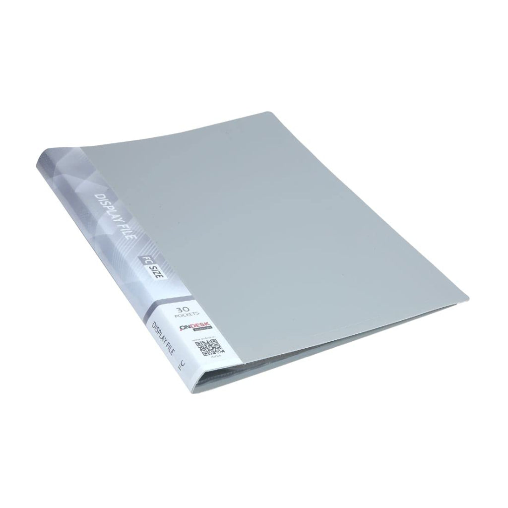 Ondesk Essentials Fc Presentation Display Book File 30 Pockets (Plastic- Grey- Pack Of 1)