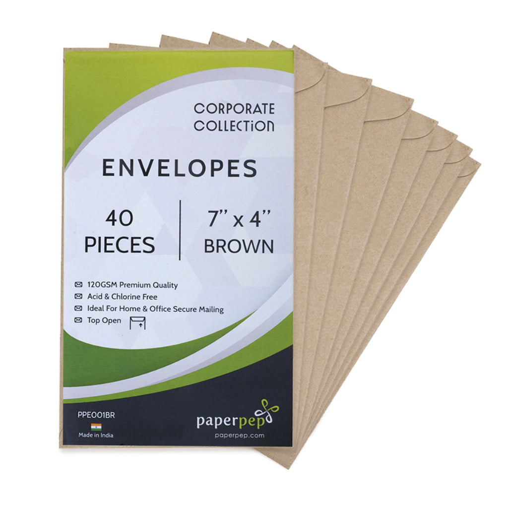 Paper Pep Business Envelope 120GSM 7"X4" Kraft Pack of 40