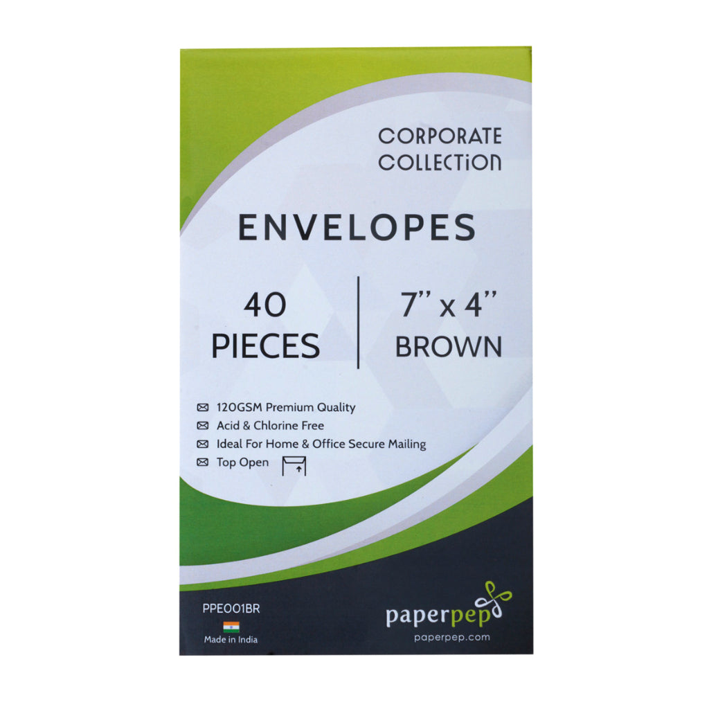 Paper Pep Business Envelope 120GSM 7"X4" Kraft Pack of 40