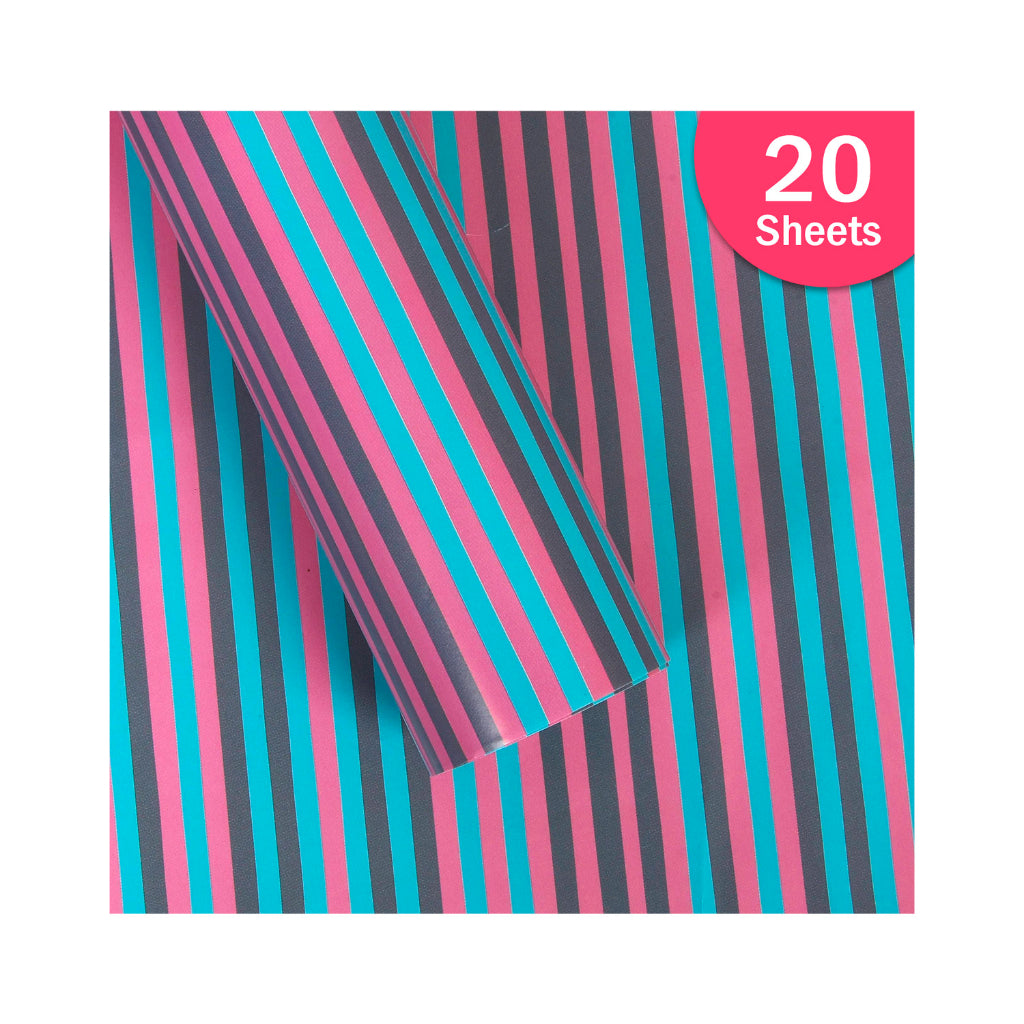 Paper Pep Multicolour Stripes Print Gift Wrapping Paper 19"X29" Pack Of 20 Sheets