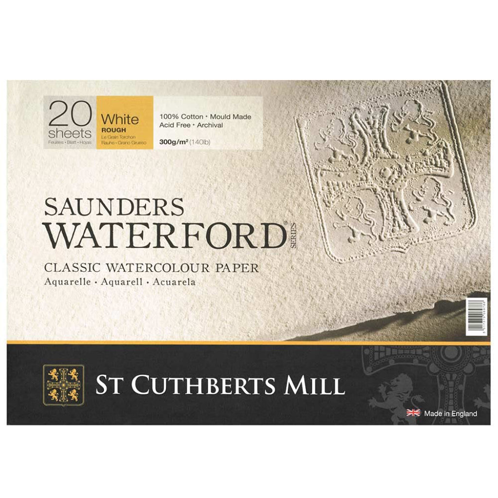 Saunders Waterford St. Cuthberts Mill Watercolor 300 Gsm Rough Natural White 41X31cm Paper Blocks- 20 Sheets