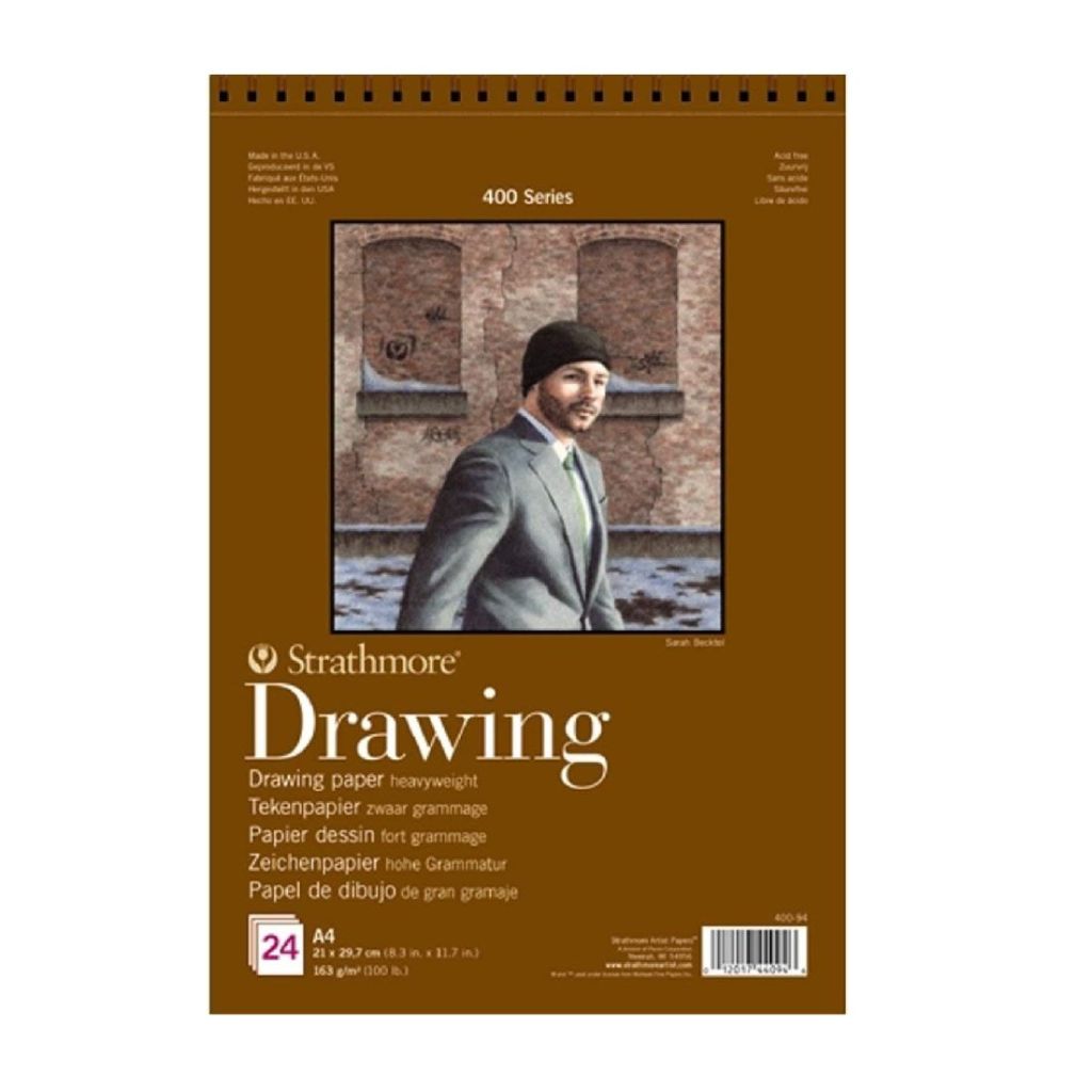 Strathmore 400 Series A4 Artist Drawing Paper Pad | Medium Surface Texture Acid Free Heavyweight Artistic Sketching Paper For Professional And Beginner | 163 Gsm, 24 Sheets, 21 X 29.7 cm