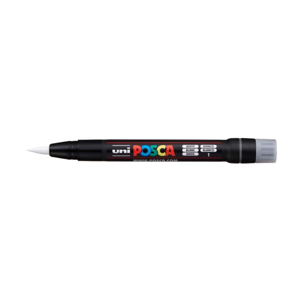 Uni-Ball Posca Pcf-350 Brush Tip Marker Pen (1-10 Mm- White Ink- Pack Of 1)